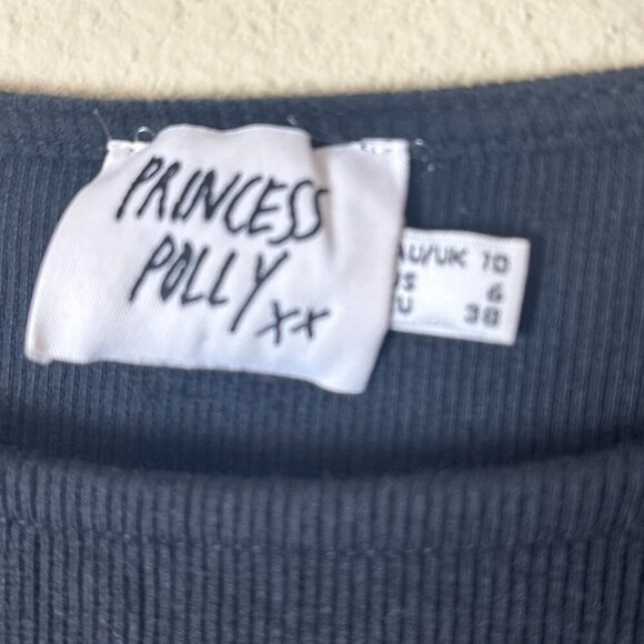 PRINCESS POLLY Cap Sleeve Mini Dress Size 6 Ribbed Bodycon Black - Picture 3 of 7